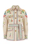 Valentino Embroidered Denim Jacket In Neutral