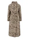 Valentino Leopard Print Double Breasted Coat With Belt In Animal Print