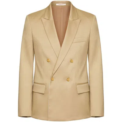 Valentino Peak-lapels Double-breasted Blazer In Beige