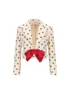 Valentino Bow-embellished Polka-dot Silk-shantung Jacket In Betule/black