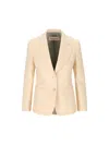 Valentino Single-breasted Long-sleeved Blazer In Betulla
