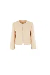 Valentino Garavani Women Cream Crepe Couture Blazer In Birch Tree