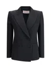 Valentino Double-breasted Blazer With Wide Peak Lapels In Black