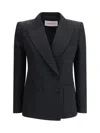 Valentino Double-breasted Blazer With Wide Peak Lapels In Black