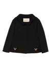 Valentino Button-detailed Embellished Wool And Silk-blend Crepe Jacket In Black