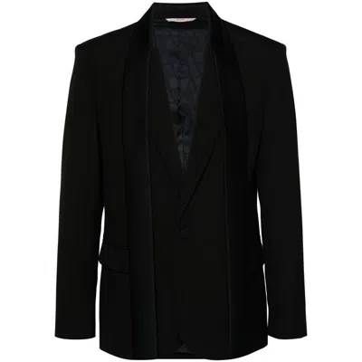 Valentino Scarf-detail Wool Blazer In Black