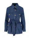 Valentino Denim Safari Jacket In Blue