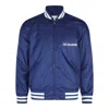 Valentino Blue Bomber Jacket In Printed Polyamide With Zip And High Collar In Blue