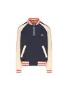 Valentino Sporty Bomber Jacket With Embroidered Details In Blue