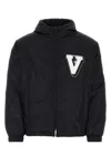 Valentino Navy Blue Nylon Jacket In Blue