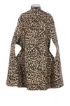 Valentino Garavani Cape In Animalier Cloth In Brown