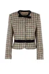 Valentino Garavani Multicolored Patterned Wool-blend Jacket In Brown