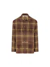 Valentino Checked Fringed Virgin Wool Jacket In Gold