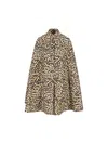 Valentino Womens Animalier Leopard Relaxed-fit Wool Cape In Gray