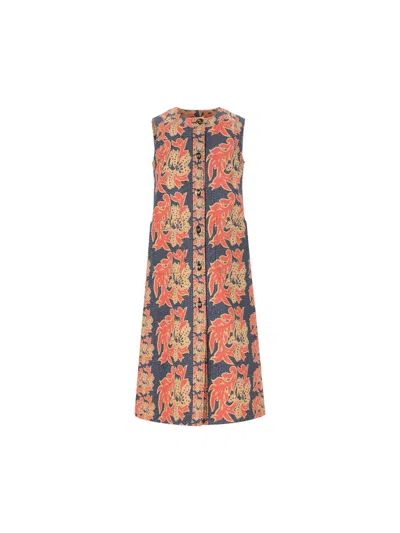 Valentino Floral Jacquard Midi Dress In Multi