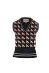 Valentino Sleeveless V Neck Dog Pattern Knitwear In Multi