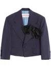 Valentino Silk Bow-detail Polka-dot Blazer In Purple