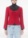 Valentino Bow-detail Cropped Wool-blend Tweed Jacket In Multi