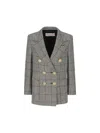 Valentino Garavani Houndstooth Double-breasted Jacket In White