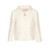 Valentino Garavani White Jacket With Spread Collar And Front Jewel Button In Wool And Silk Woman In White