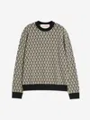 Valentino Crewneck Wool Jumper With Toute La V Jacquard Pattern In Black