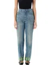 Valentino Garavani Straight-leg Jeans With Decorative Cuffs In Blue