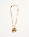 Valentino Garavani Jardin Aquatique Necklace In Metal Fabric Shells Coral And Onyx Woman Antique Bra In Neutral