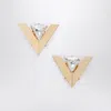 Valentino Triangular Crystal Metal Stud Earrings In Gold