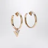 Valentino Crystal Metal Hoop Earrings With Geometric Pendant In Gold