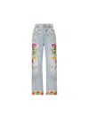 Valentino Womens Floral-embroidery Wide-leg Denim Jeans Denim Blu Lav Chiaro