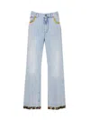 Valentino Embroidered Denim Trousers Woman Light Denim 28 In Blue