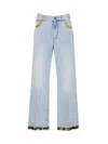 Valentino Embroidered Denim Trousers Woman Light Denim 28 In Blue