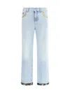 Valentino Garavani Contrast Border Straight Leg Jeans In Gray