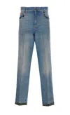 Valentino Straight-fit Denim Pants With Colorful Embellishments In Blue