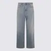 Valentino Stitched Belt Loops Straight Five-pocket Trousers In Blue