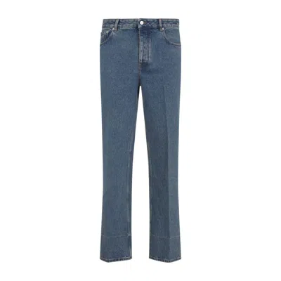 Valentino Logo-patch Straight-leg Jeans In Blue