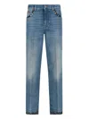 Valentino Garavani Medium Blue Floral Piped Jeans In Blue