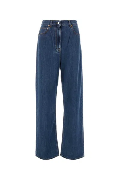 Valentino Denim Wide-leg Jeans In Blue