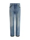 Valentino High Rise Viscose Straight Jeans In Blue