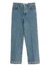 Valentino Five-pocket Denim Trousers Featuring Button Embellishments In Blue
