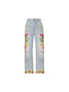 Valentino Womens Floral-embroidery Wide-leg Denim Jeans Denim Blu Lav Chiaro In Light Lav Blue Denim