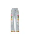 Valentino Womens Floral-embroidery Wide-leg Denim Jeans Denim Blu Lav Chiaro In Blue
