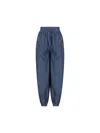 Valentino Tasseled Embroidered Chambray Tapered Pants In Medium Blue Denim