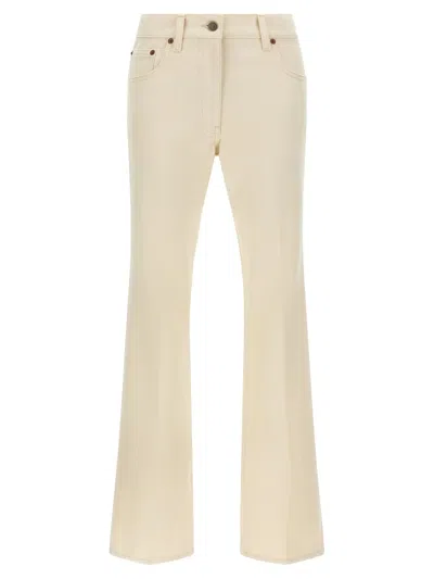 Valentino Garavani Flared Cotton Jeans In Neutral