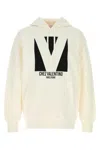 Valentino Casual Cotton Sweatshirt With Front Logo Print For Men In White