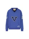 Valentino Blue Sweatshirt With V And Le Chat De La Maison Embroidery