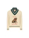 Valentino Butter-coloured Sweater With Le Chien De La Maison Embroidery In Nude