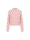 Valentino Jacquard Hearts Wool-cashmere Cardigan In Pink