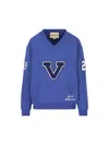 Valentino Blue Sweatshirt With V And Le Chat De La Maison Embroidery