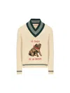 Valentino Butter-coloured Sweater With Le Chien De La Maison Embroidery In Nude